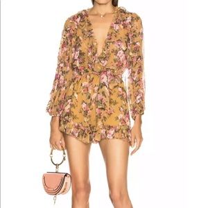 ZIMMERMANN Golden Ruffle Playsuit In Sienna Size 2